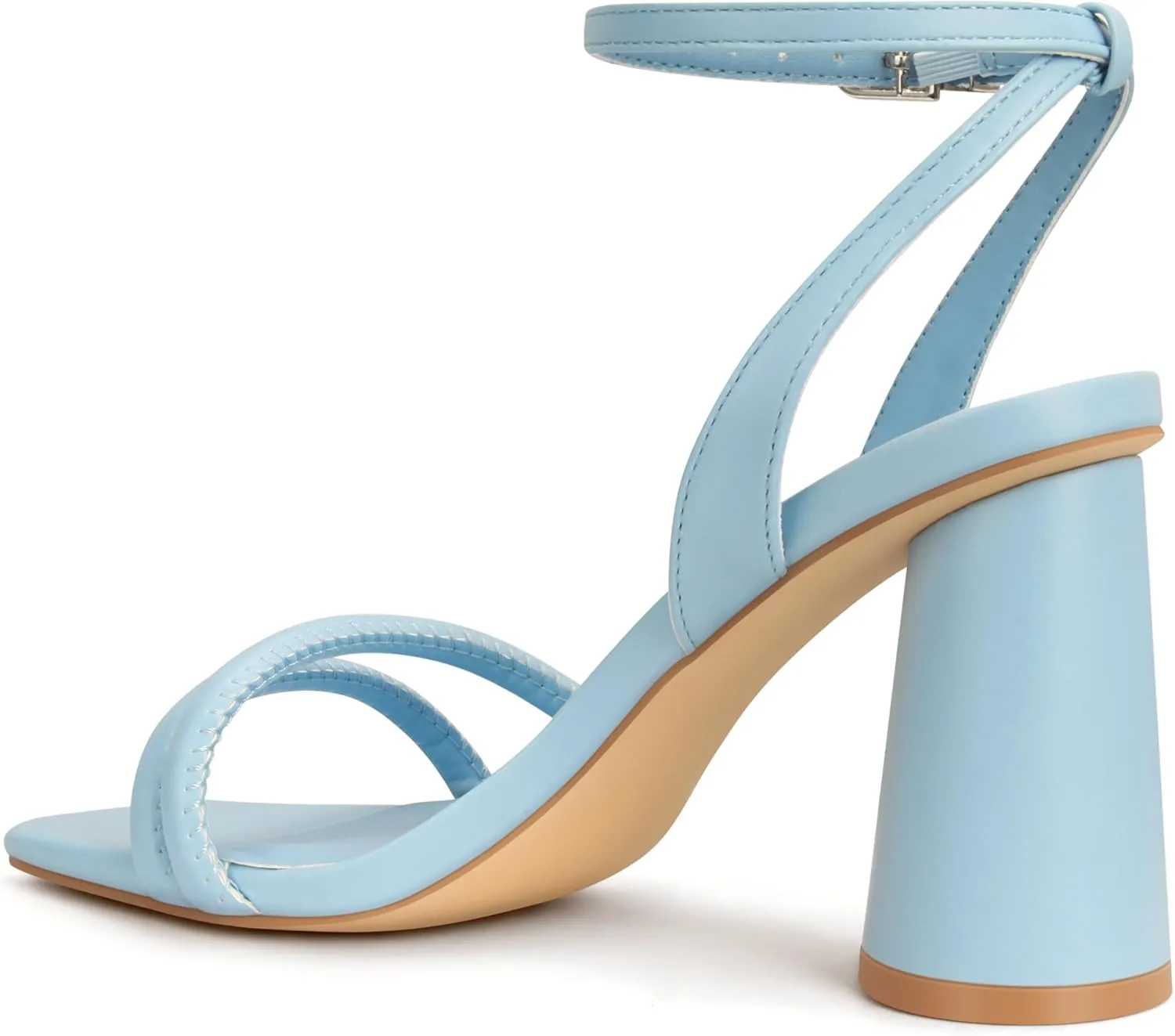 Women's Block High Heels Square Toe Heeled Sandals Ankle Strap Shoes