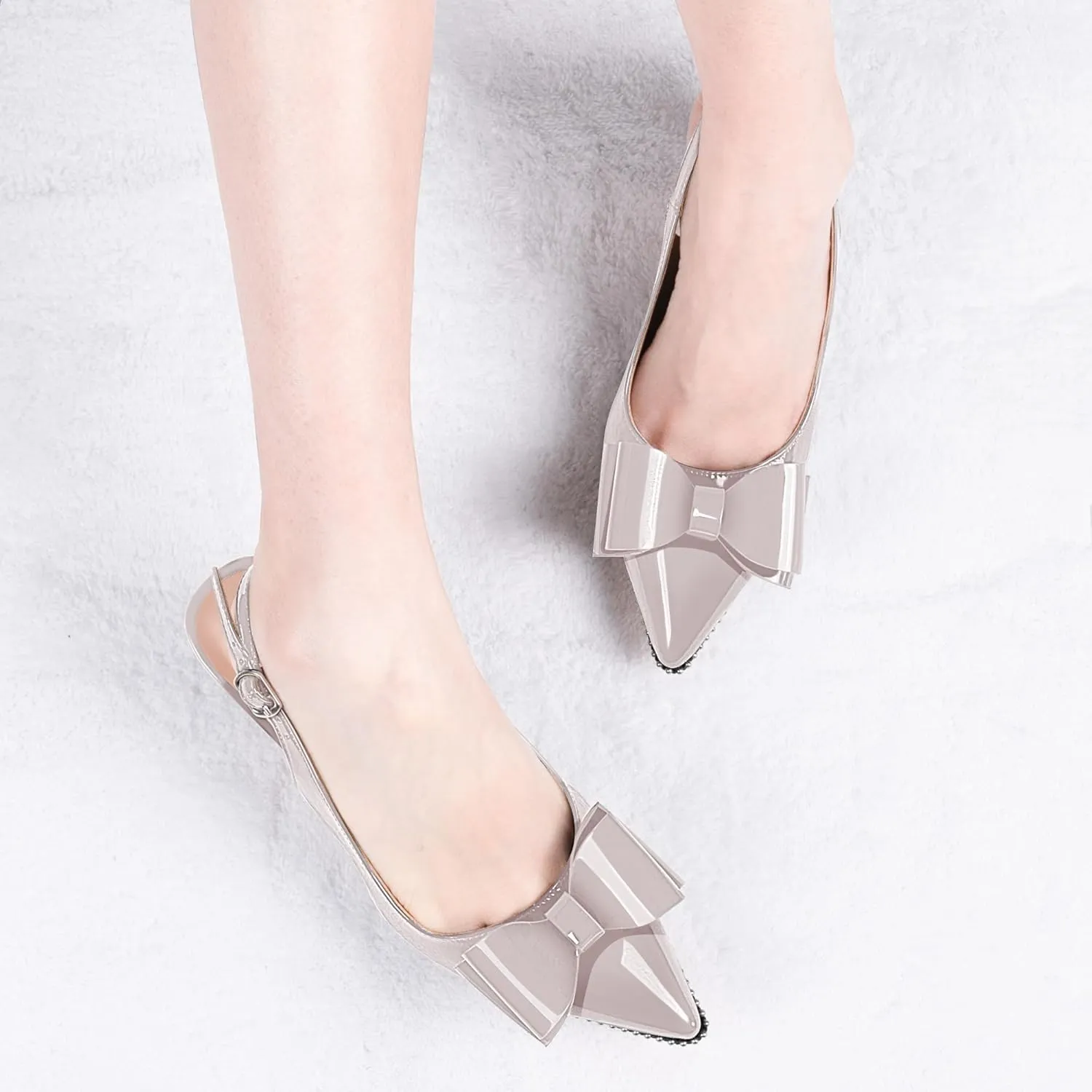 Women's Bow Slingback Kitten Heels Closed Pointed Toe Pumps Dress Shoes