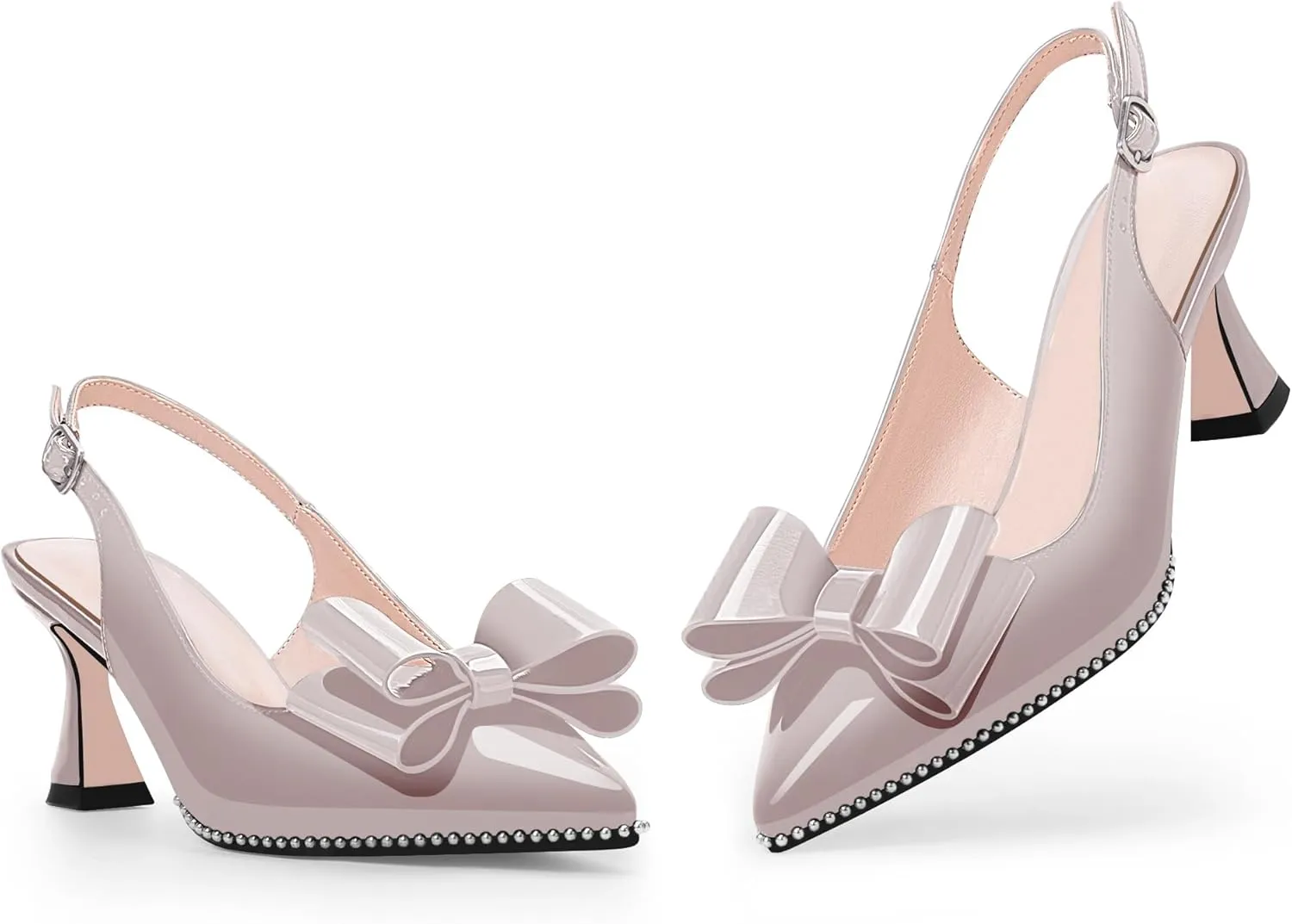 Women's Bow Slingback Kitten Heels Closed Pointed Toe Pumps Dress Shoes