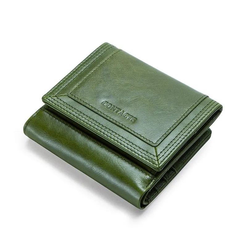 Women's Genuine Leather Short Coin Purse Wallet
