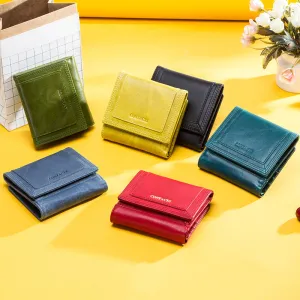 Women's Genuine Leather Short Coin Purse Wallet