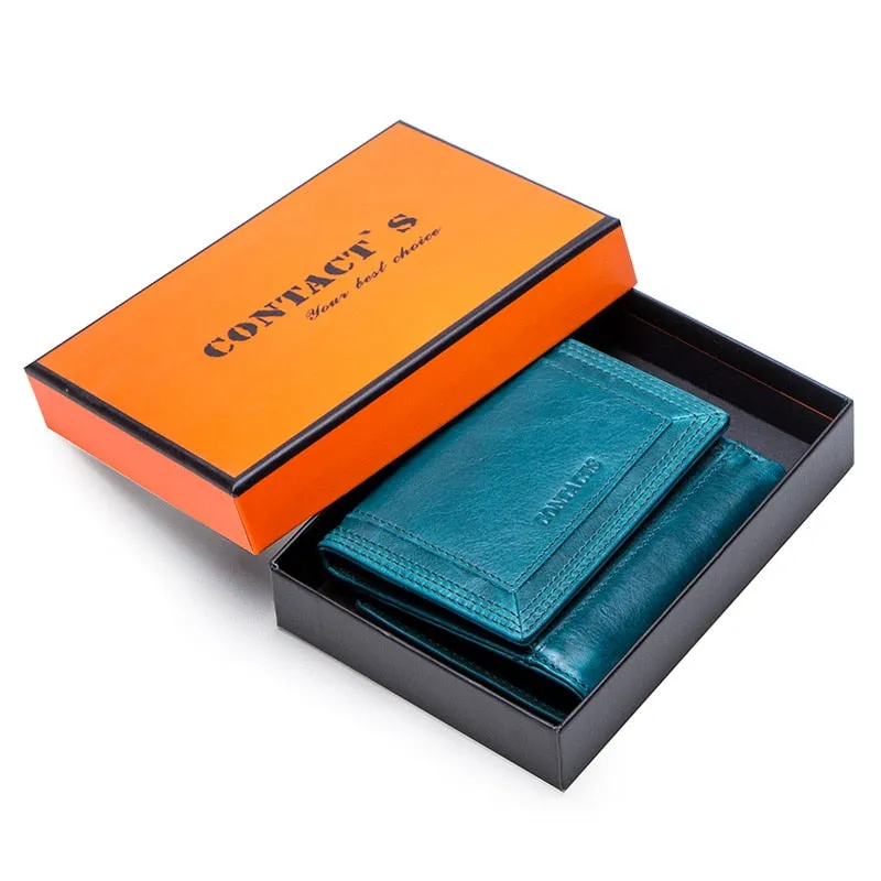 Women's Genuine Leather Short Coin Purse Wallet