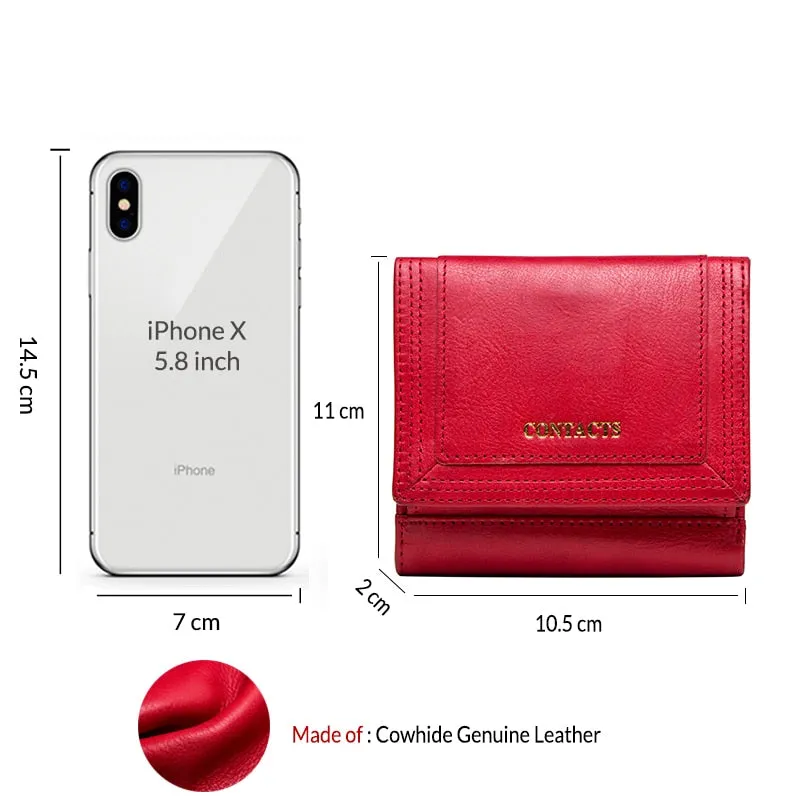 Women's Genuine Leather Short Coin Purse Wallet