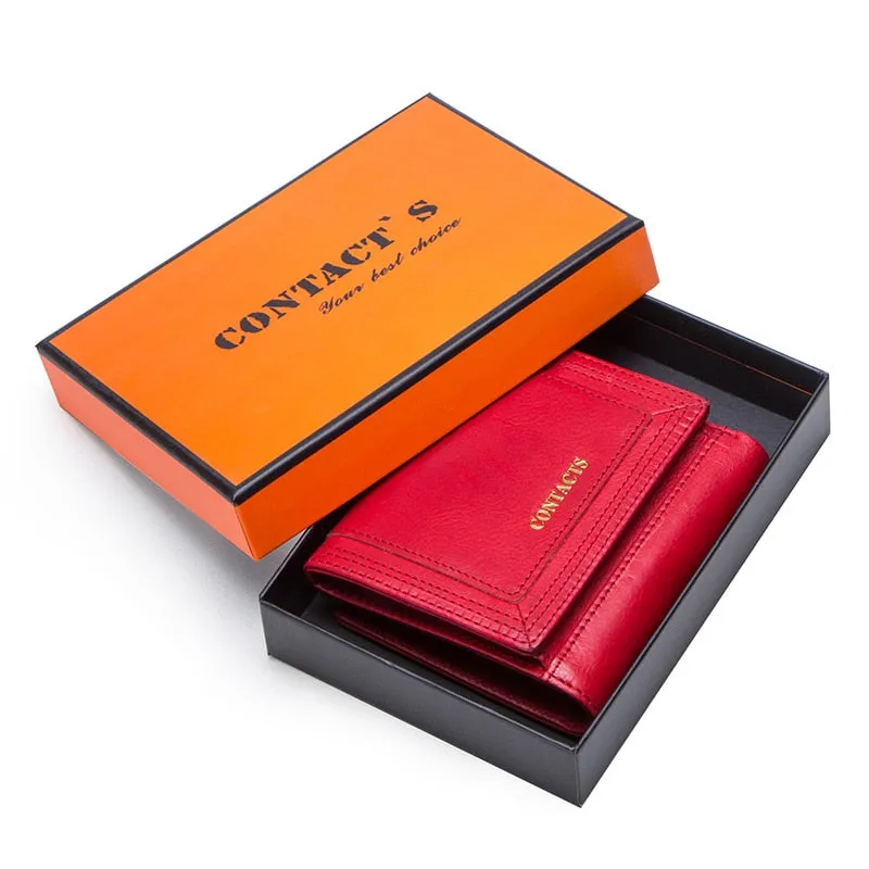 Women's Genuine Leather Short Coin Purse Wallet