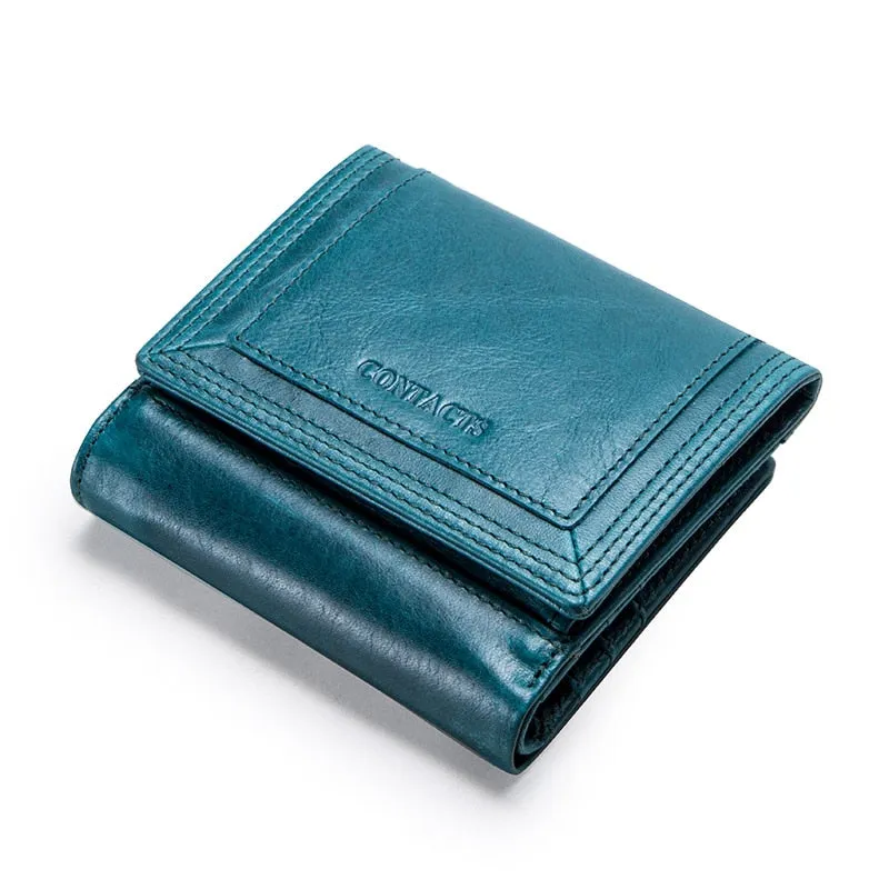 Women's Genuine Leather Short Coin Purse Wallet