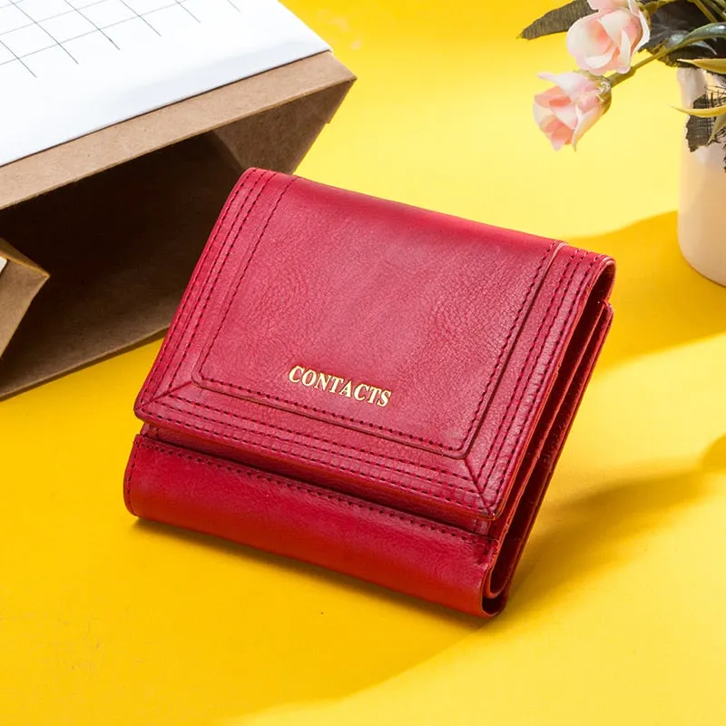Women's Genuine Leather Short Coin Purse Wallet