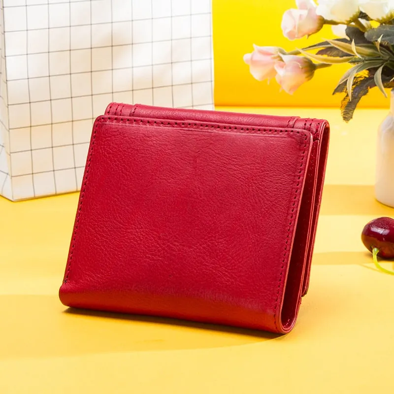 Women's Genuine Leather Short Coin Purse Wallet
