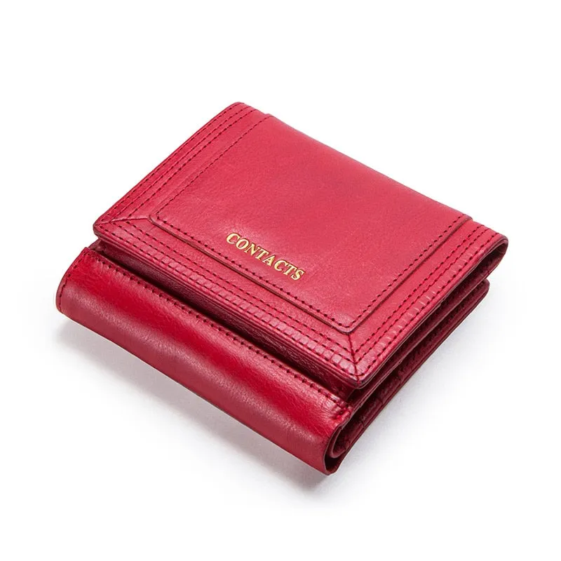 Women's Genuine Leather Short Coin Purse Wallet