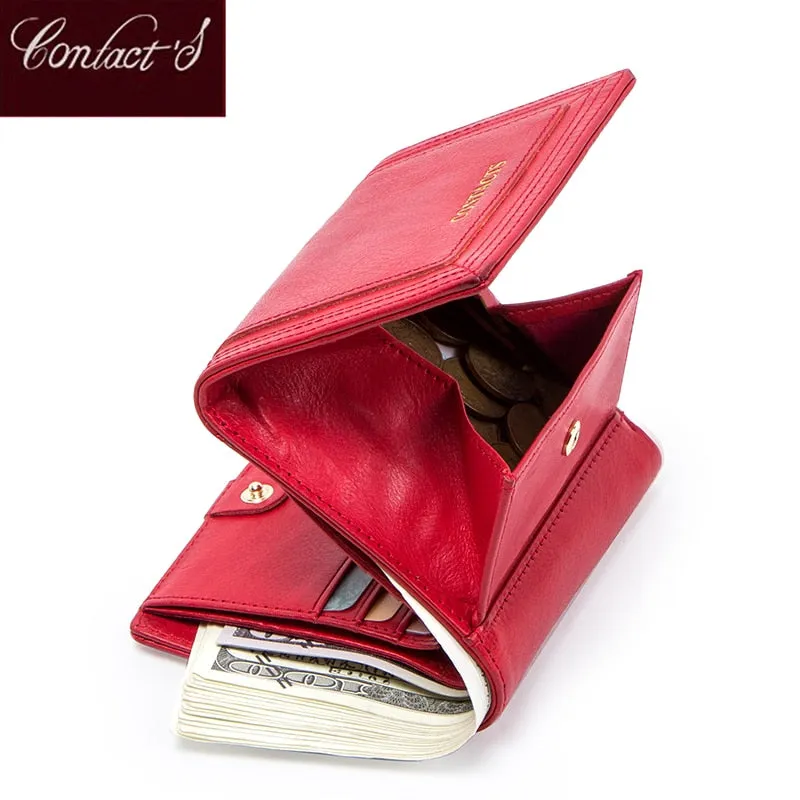 Women's Genuine Leather Short Coin Purse Wallet