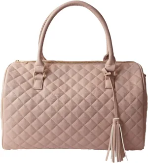 Womens Quilted Weekender Duffle Carry Bags Overnight Travel Handbag Shoulder Tote Trolley Handle Luggage TSA Approved Bag Quad Duffle 43 (Pink-03)