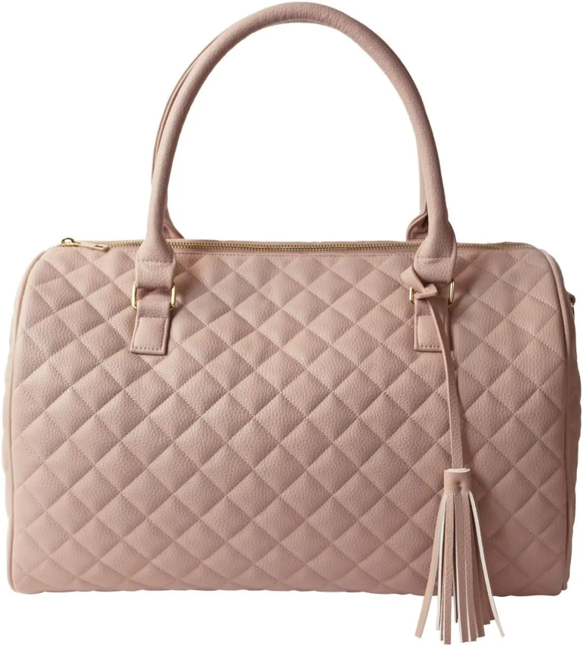 Womens Quilted Weekender Duffle Carry Bags Overnight Travel Handbag Shoulder Tote Trolley Handle Luggage TSA Approved Bag Quad Duffle 43 (Pink-03)