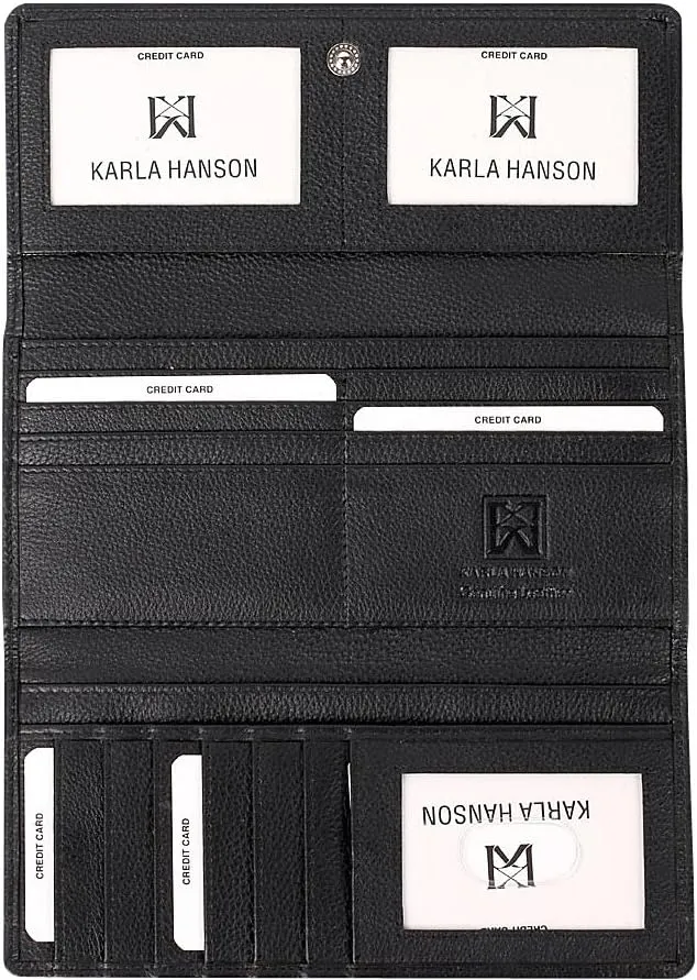 Women's RFID Leather Trifold Wallet - Black