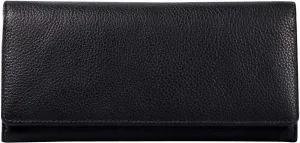 Women's RFID Leather Trifold Wallet - Black