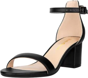 Women's Strappy Chunky Block Low Heeled Sandals 2 Inch Open Toe Ankle Strap High Heel Dress Sandals Daily Work Party Shoes