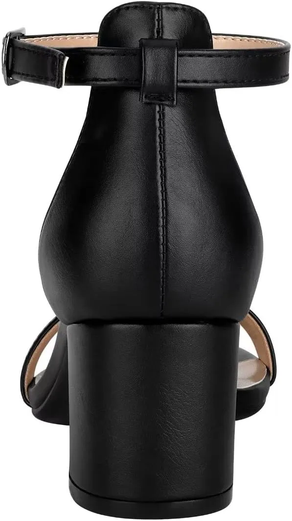 Women's Strappy Chunky Block Low Heeled Sandals 2 Inch Open Toe Ankle Strap High Heel Dress Sandals Daily Work Party Shoes