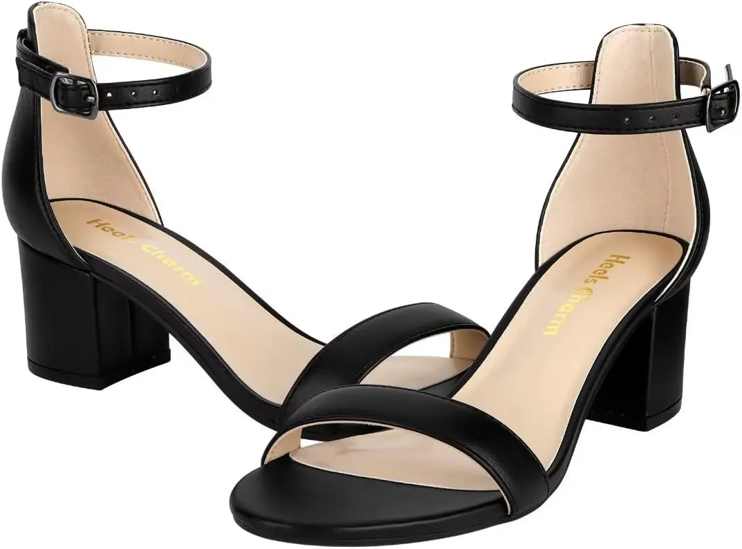 Women's Strappy Chunky Block Low Heeled Sandals 2 Inch Open Toe Ankle Strap High Heel Dress Sandals Daily Work Party Shoes