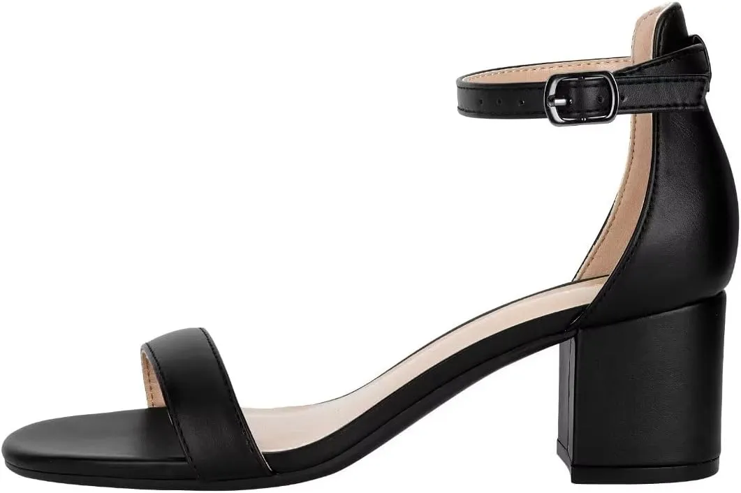 Women's Strappy Chunky Block Low Heeled Sandals 2 Inch Open Toe Ankle Strap High Heel Dress Sandals Daily Work Party Shoes