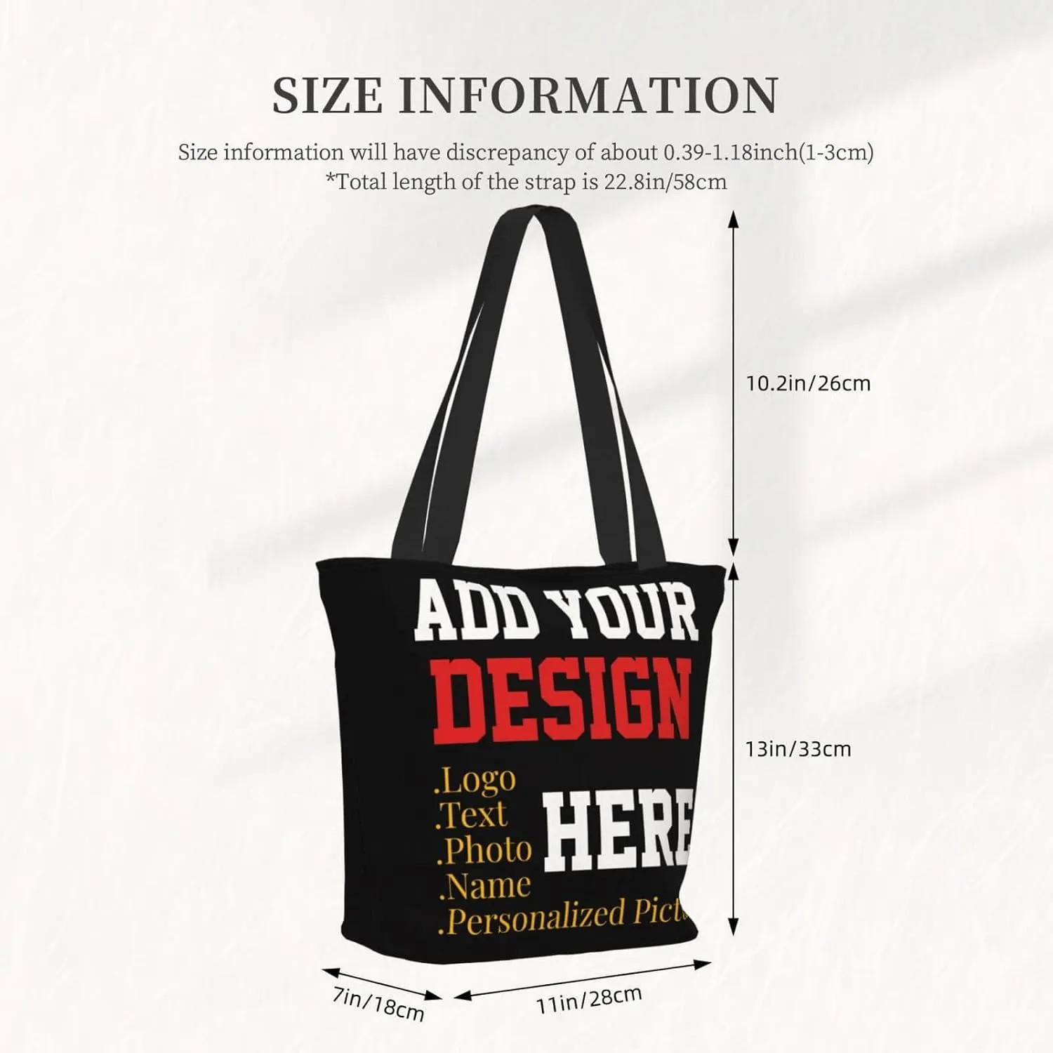 Women's Tote Bags Personalized Tote Bags with Zipper Custom Tote Bags for Shopping Travel Business Work Beach Customized Gift