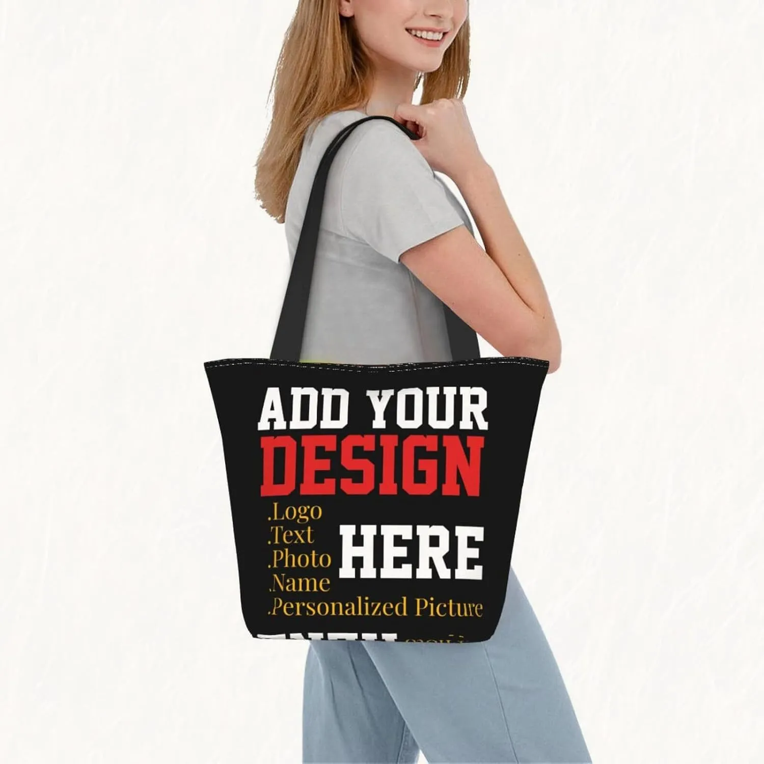 Women's Tote Bags Personalized Tote Bags with Zipper Custom Tote Bags for Shopping Travel Business Work Beach Customized Gift