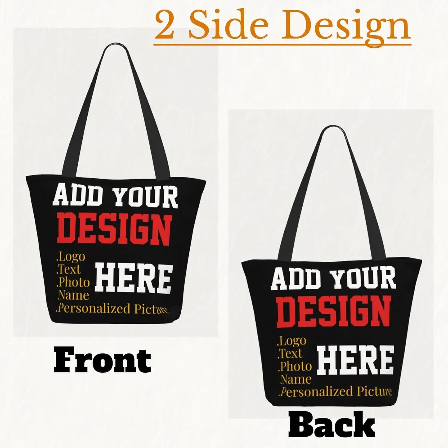 Women's Tote Bags Personalized Tote Bags with Zipper Custom Tote Bags for Shopping Travel Business Work Beach Customized Gift