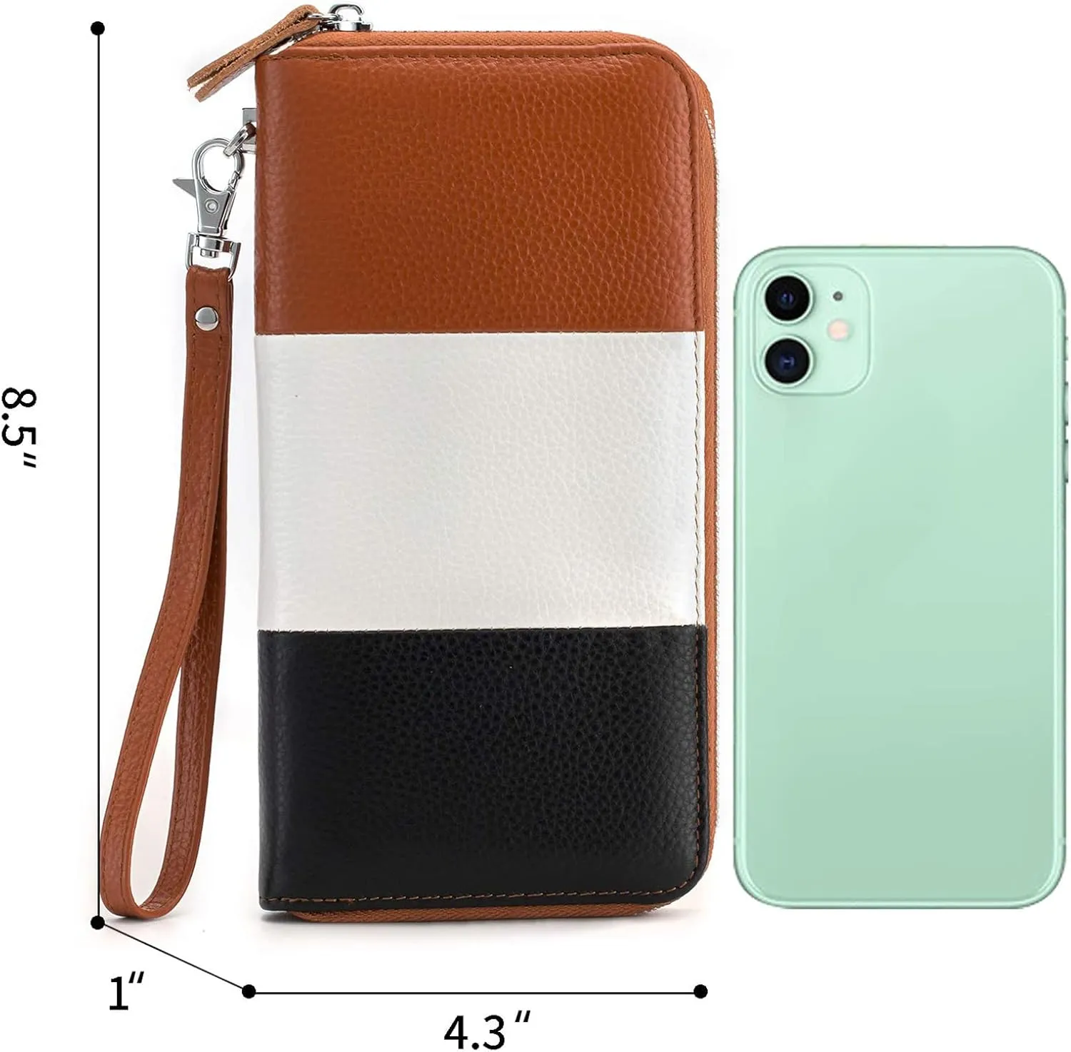 Womens Wallet RFID Blocking Genuine Leather Multi Credit Card Large Capacity Zip Around Clutch Travel Purse Wristlet