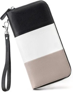 Womens Wallet RFID Blocking Genuine Leather Multi Credit Card Large Capacity Zip Around Clutch Travel Purse Wristlet