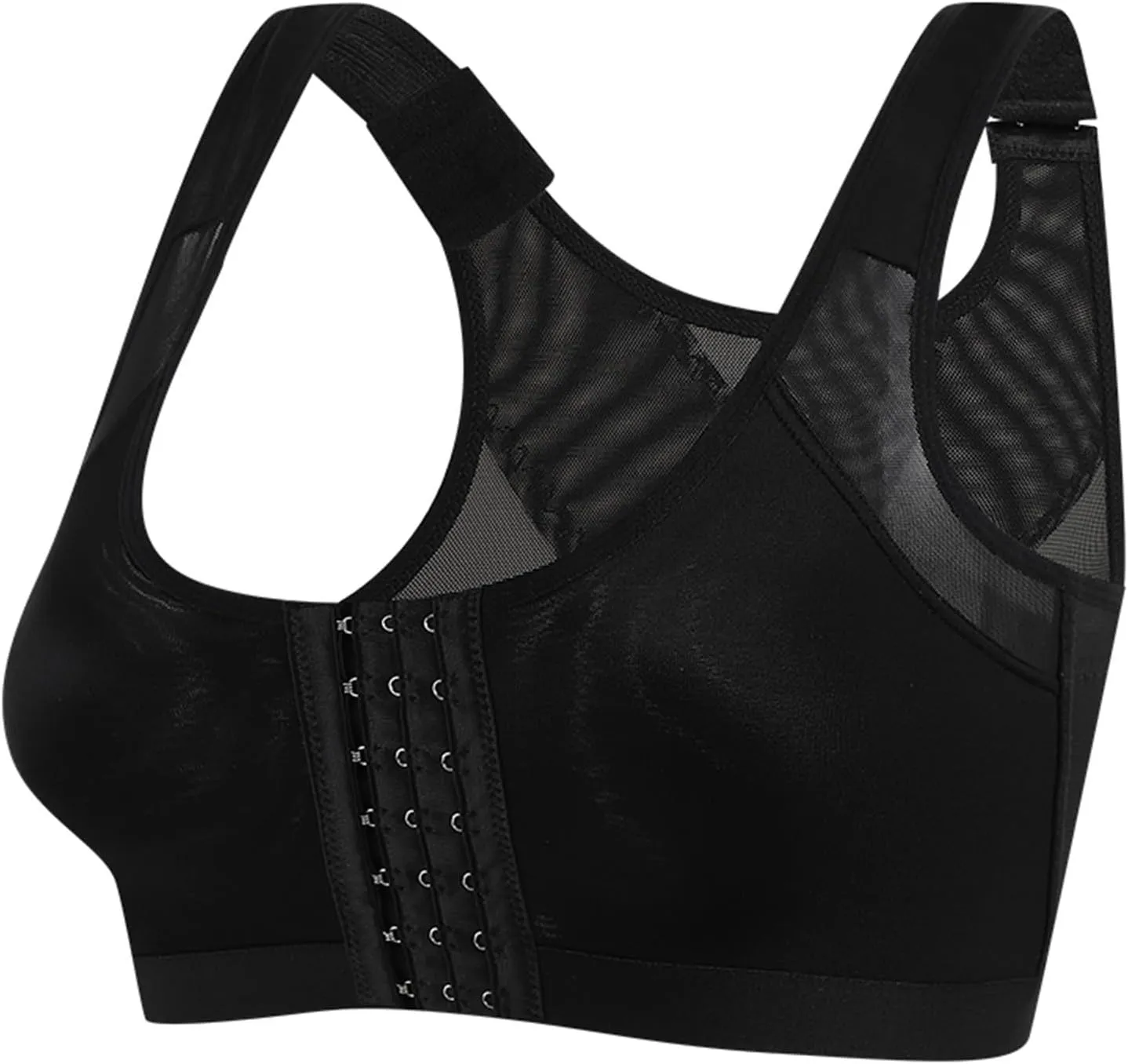 Womens Wireless Sports Bras 4PC Front Hook Comfortable with Wide Straps and Sheer Mesh Training Fitness Bralette 2025