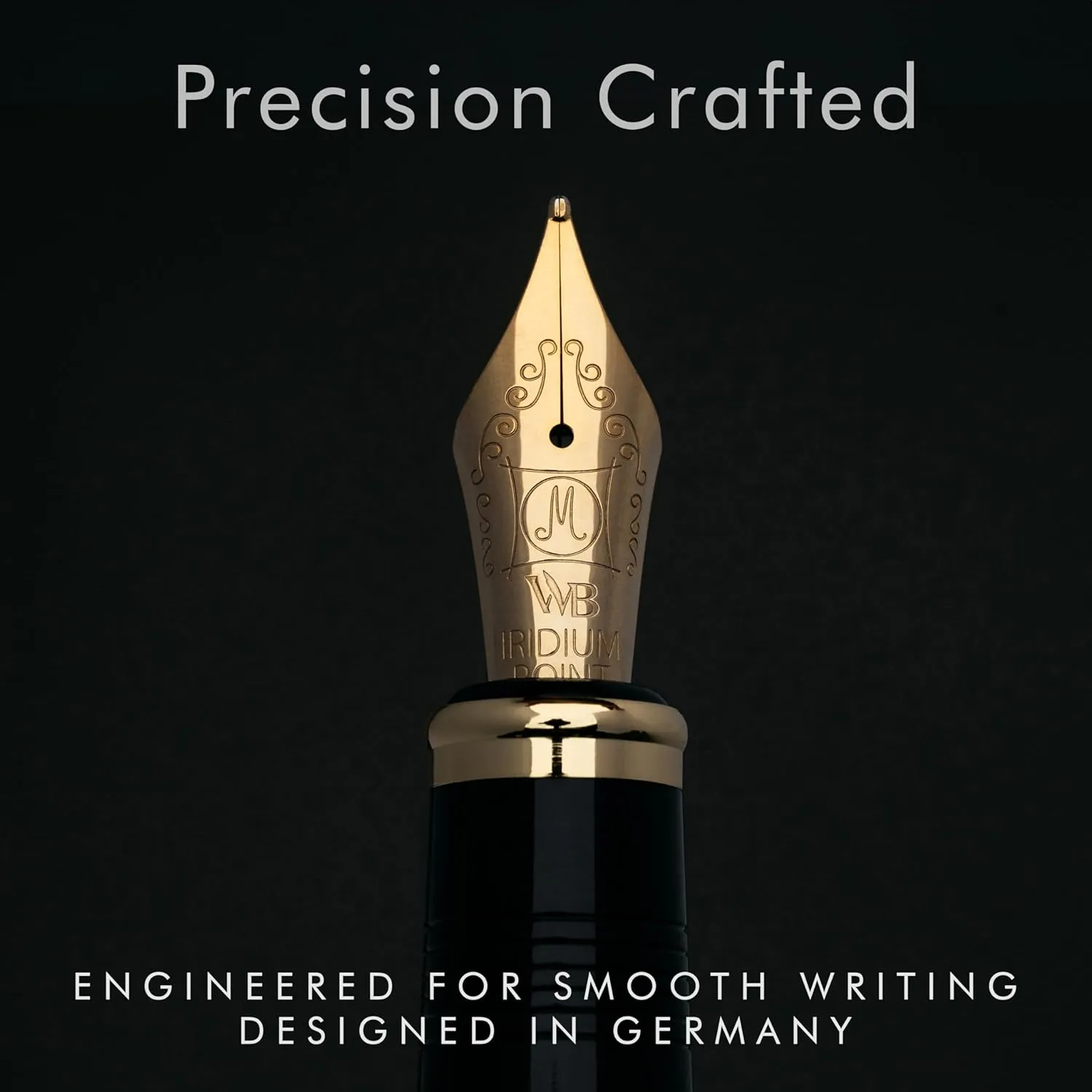 Wordsworth & Black Majesti Fountain Pen-(Black), Luxury Case, Gold Finish; 18K Gilded Medium Nib- Ink Cartridges, Refillable Ink Converter-Calligraphy Pen-Best Business Gift Set for Men & Women