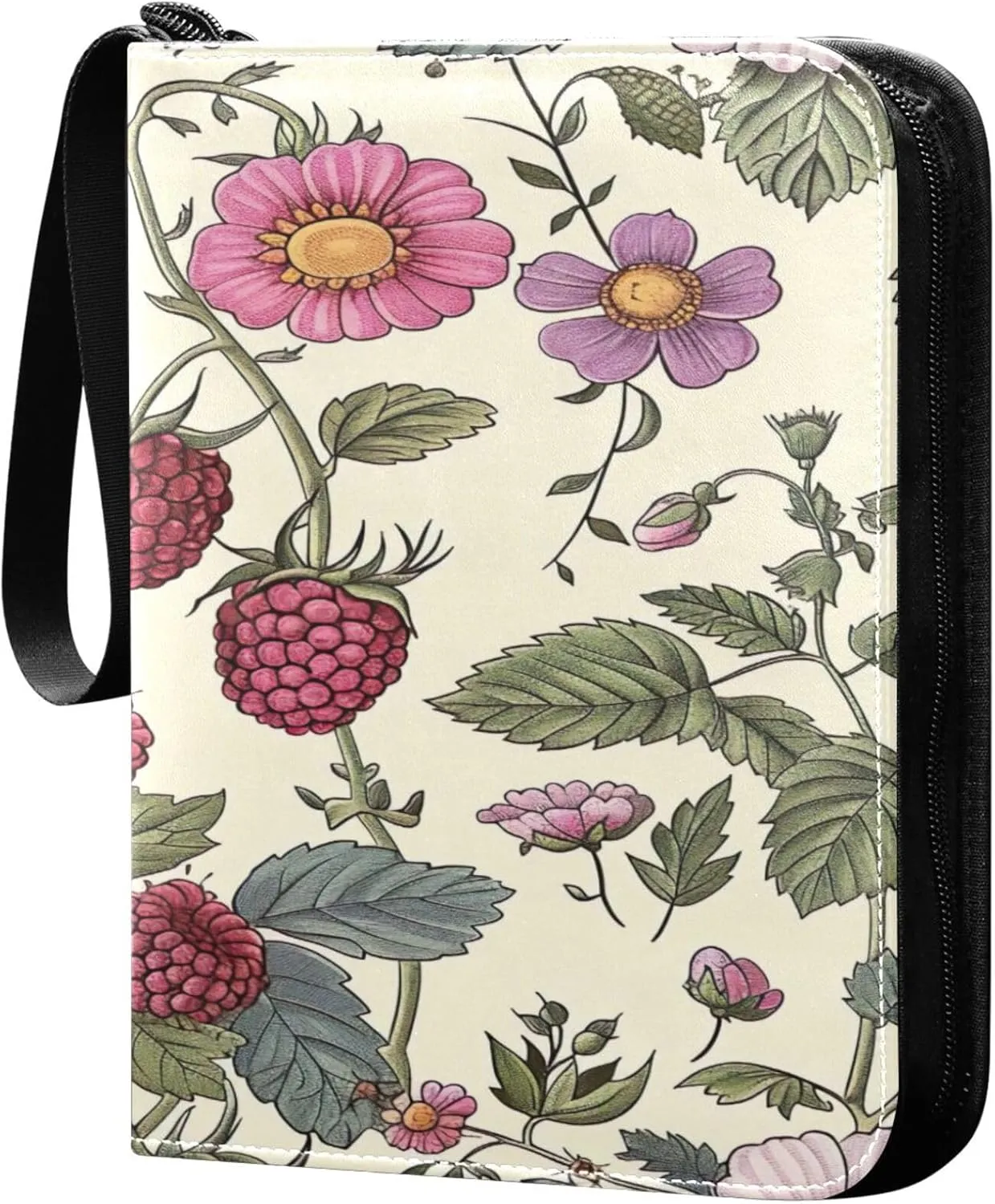 xigua Colorful Herbal Wildflower Card Binder 4-Pockets, Trading Card Binder 400 Pockets Baseball Card Binder Waterproof PU Leather Card Collection Binder for Games Card Album Card