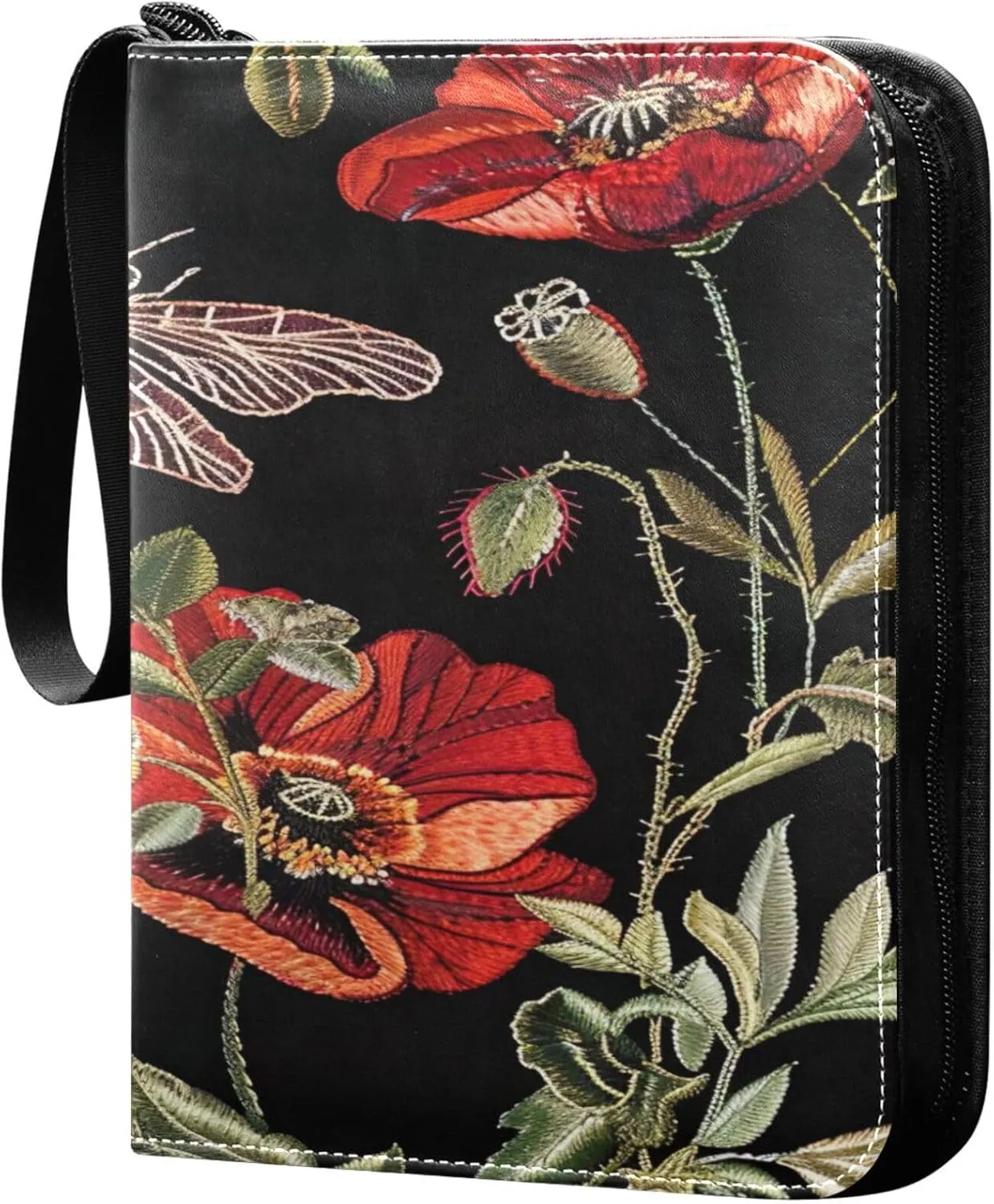 xigua Colorful Herbal Wildflower Card Binder 4-Pockets, Trading Card Binder 400 Pockets Baseball Card Binder Waterproof PU Leather Card Collection Binder for Games Card Album Card