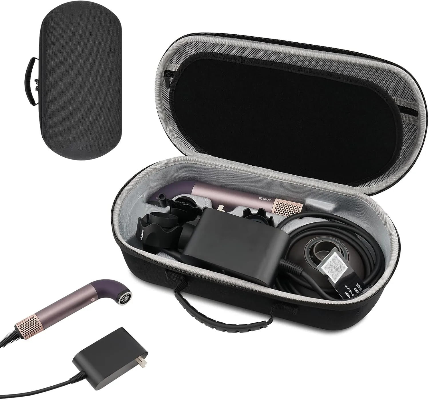 XINGFUDAO Carrying Case Compatible with Dyson Supersonic r Hair Dryer, Hard Travel Bag Compatible with Supersonic r Accessories, Black