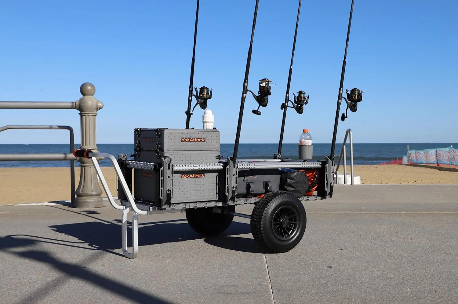 YakAttack SandRig Surf Beach Cart | Heavy-Duty 20” x 36” Gear Hauler with 16” Rubber Tires | Adjustable Design for Fishing, Camping & Beach Trips | High-Capacity, Rust-Resistant Aluminum Frame
