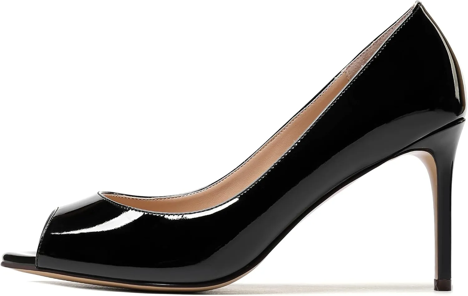 YODEKS Women's Peep Toe High Heel Pumps 8CM Patent Leather Heeled Wedding Office Dress Shoes
