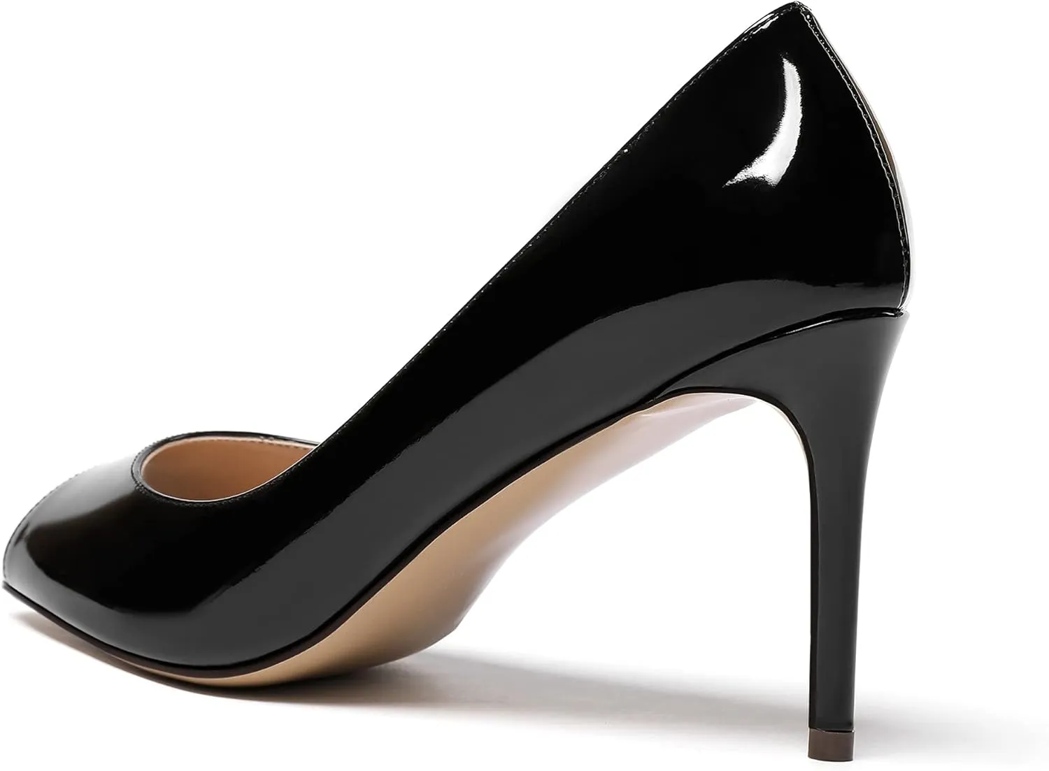YODEKS Women's Peep Toe High Heel Pumps 8CM Patent Leather Heeled Wedding Office Dress Shoes