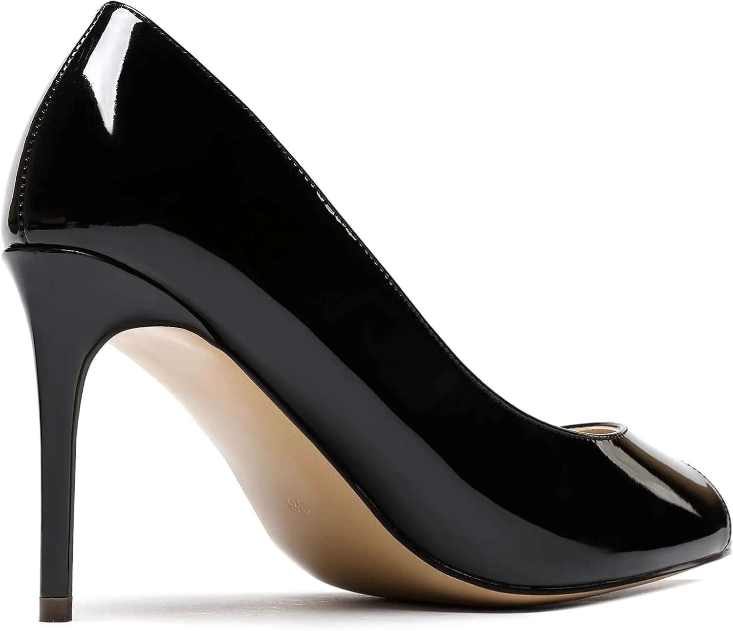 YODEKS Women's Peep Toe High Heel Pumps 8CM Patent Leather Heeled Wedding Office Dress Shoes