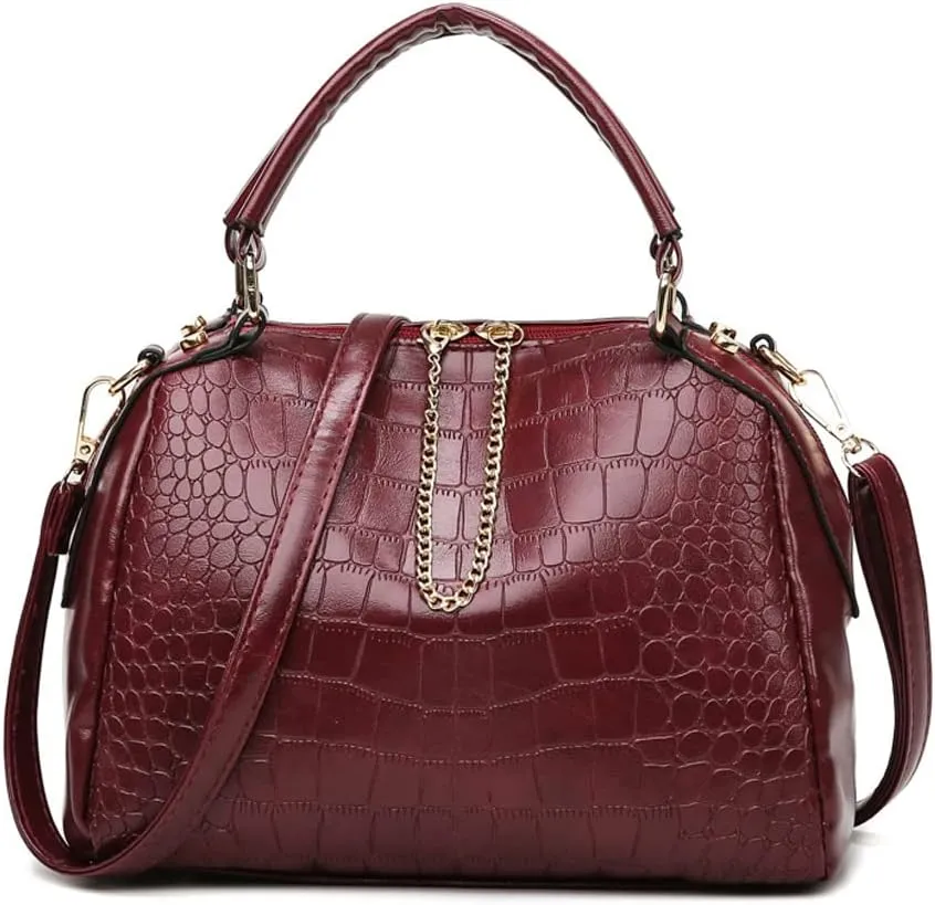 Yohora Women's Handbags Designer Shoulder Bag Leather Crossbody Satchel Crocodile Pattern Top Handle Bag