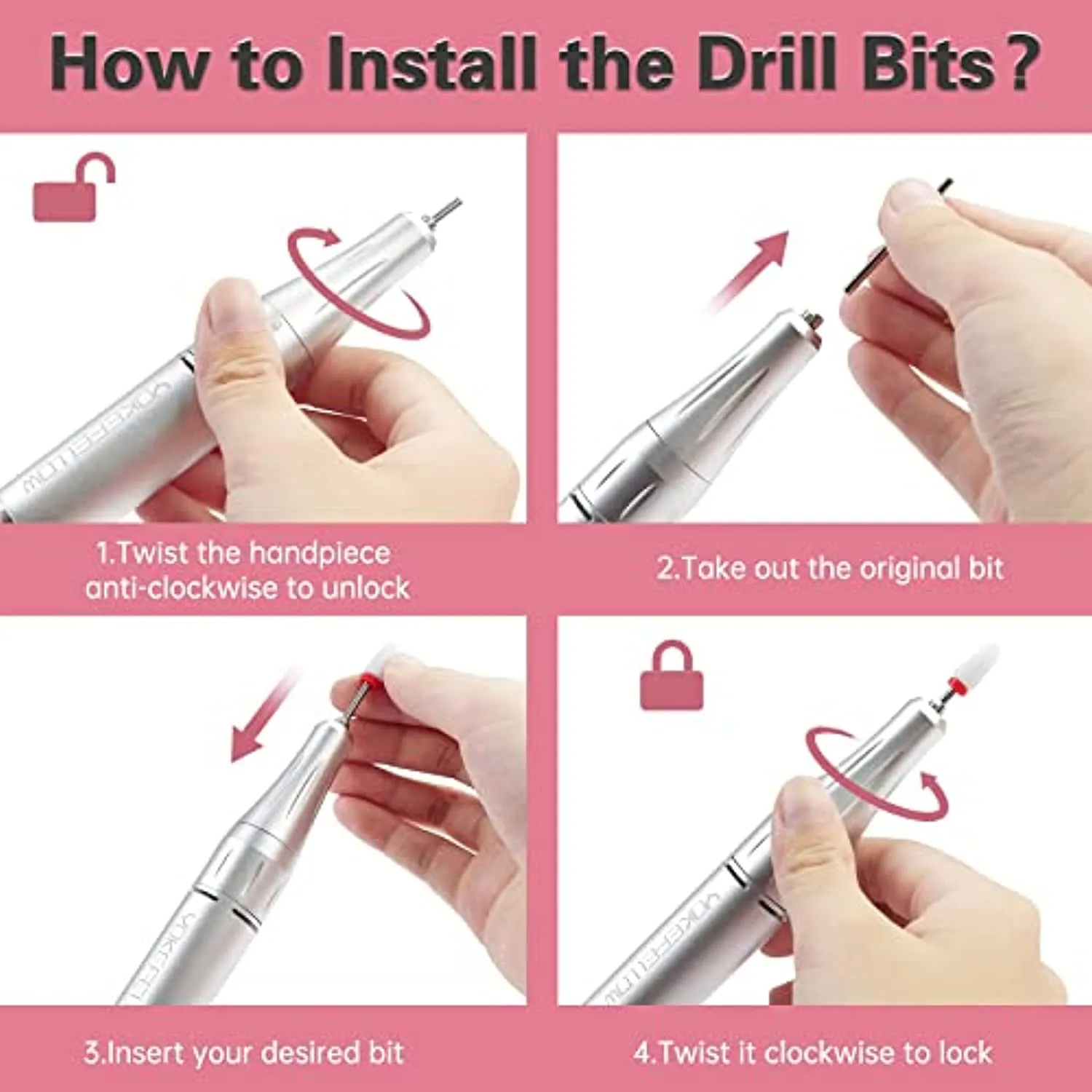 YOKE FELLOW Rechargeable 35000RPM Nail Drill, Portable Nail Drill Machine Electric Nail E File Manicure Drill Set High Speed Nail Tools for Nail Salon, Silver
