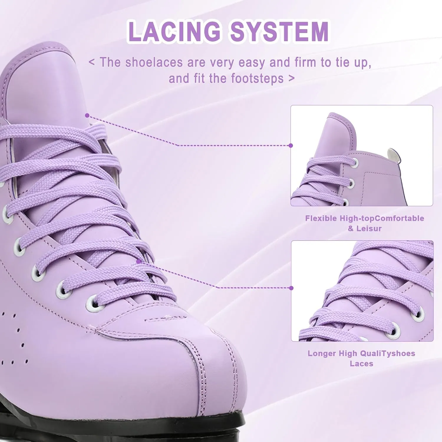 YYW Women's Classic Double-Row High-top PU Leather Roller Skates - Indoor/Outdoor