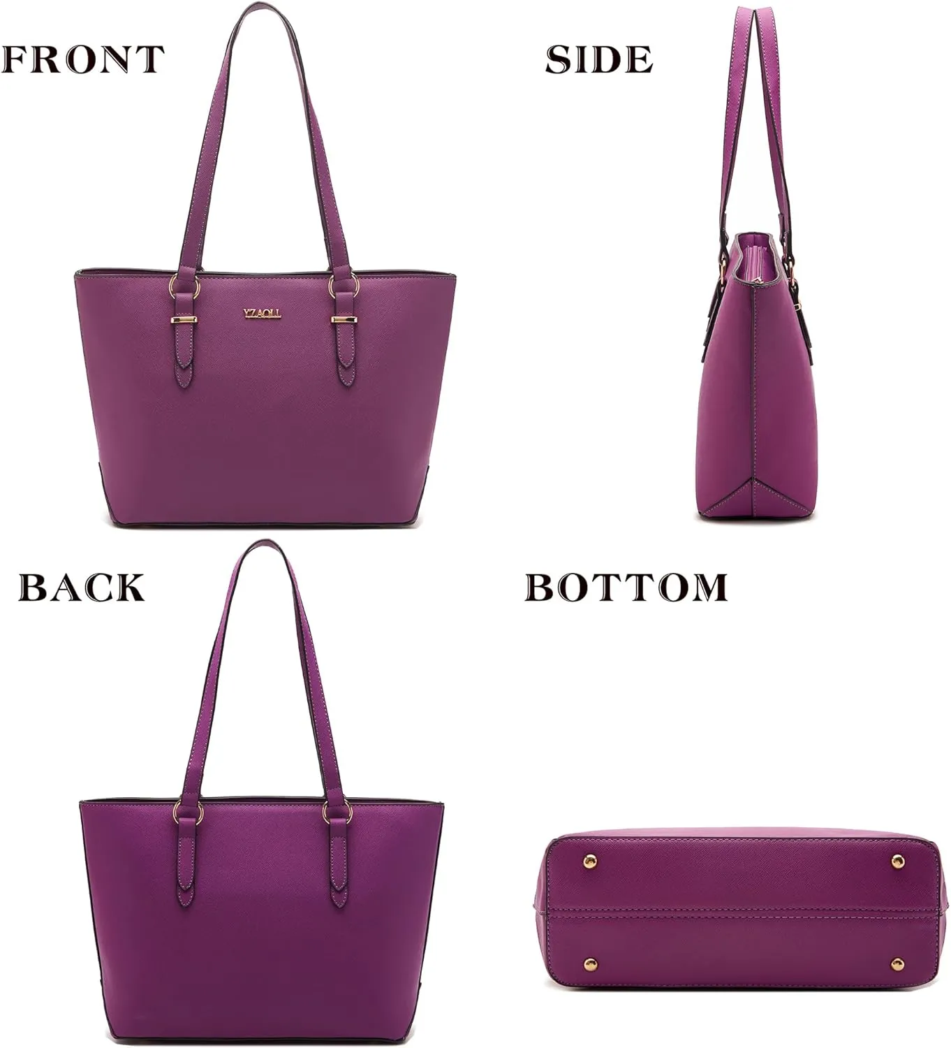 YZAOLL Purses for Women Faux Leather Medium Large Tote Satchel Shoulder Purse Handbag Wallet set