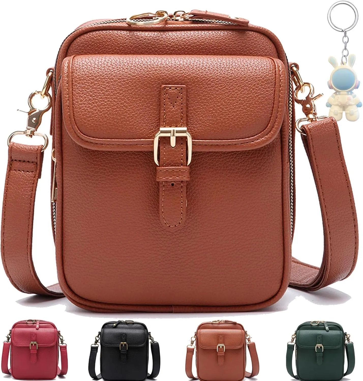 Zealburst Crossbody Leather Bag, Forcipower Crossbody Bag, Vintage Double Layer Anti Theft Shoulder Bag