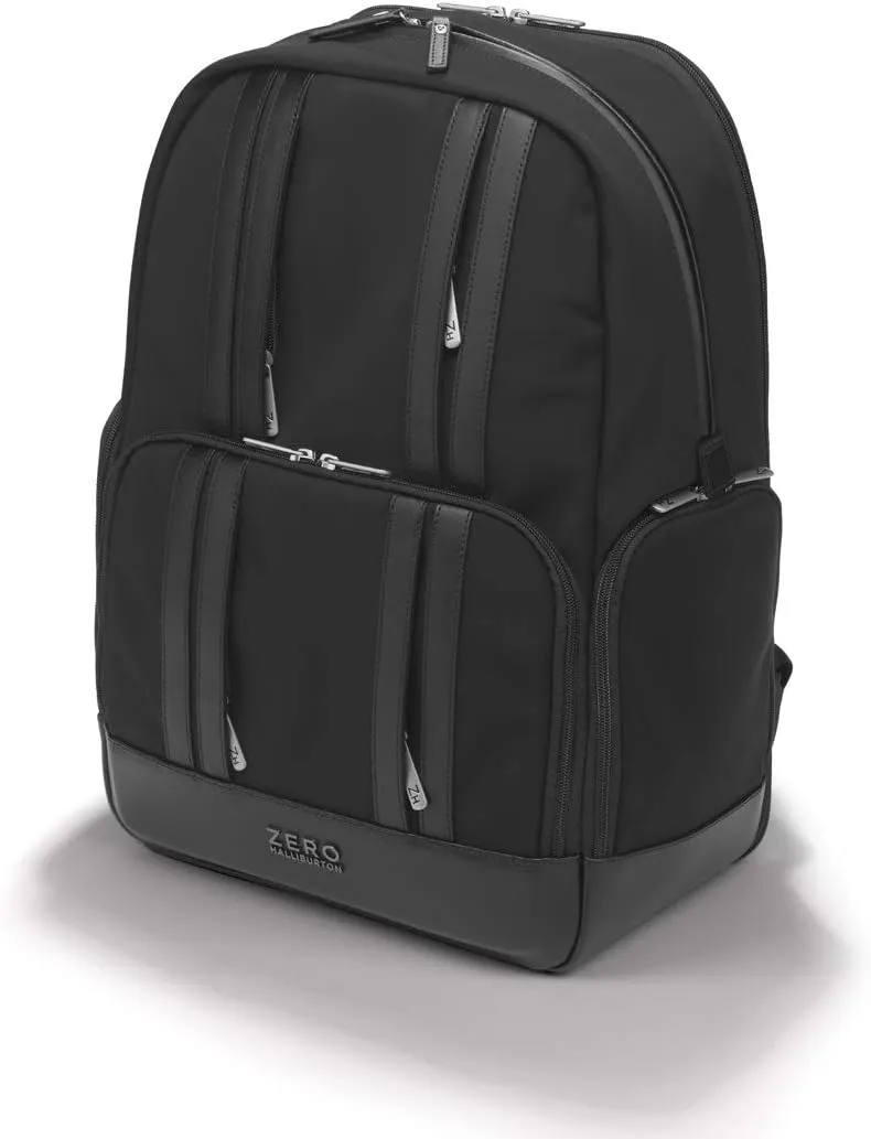 ZERO Halliburton The Journal Nylon Lightweight Backpack (Black, Large Backpack)