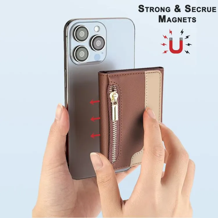 Zipper Leather Horizontal Magnetic Wallet Card Bag Case