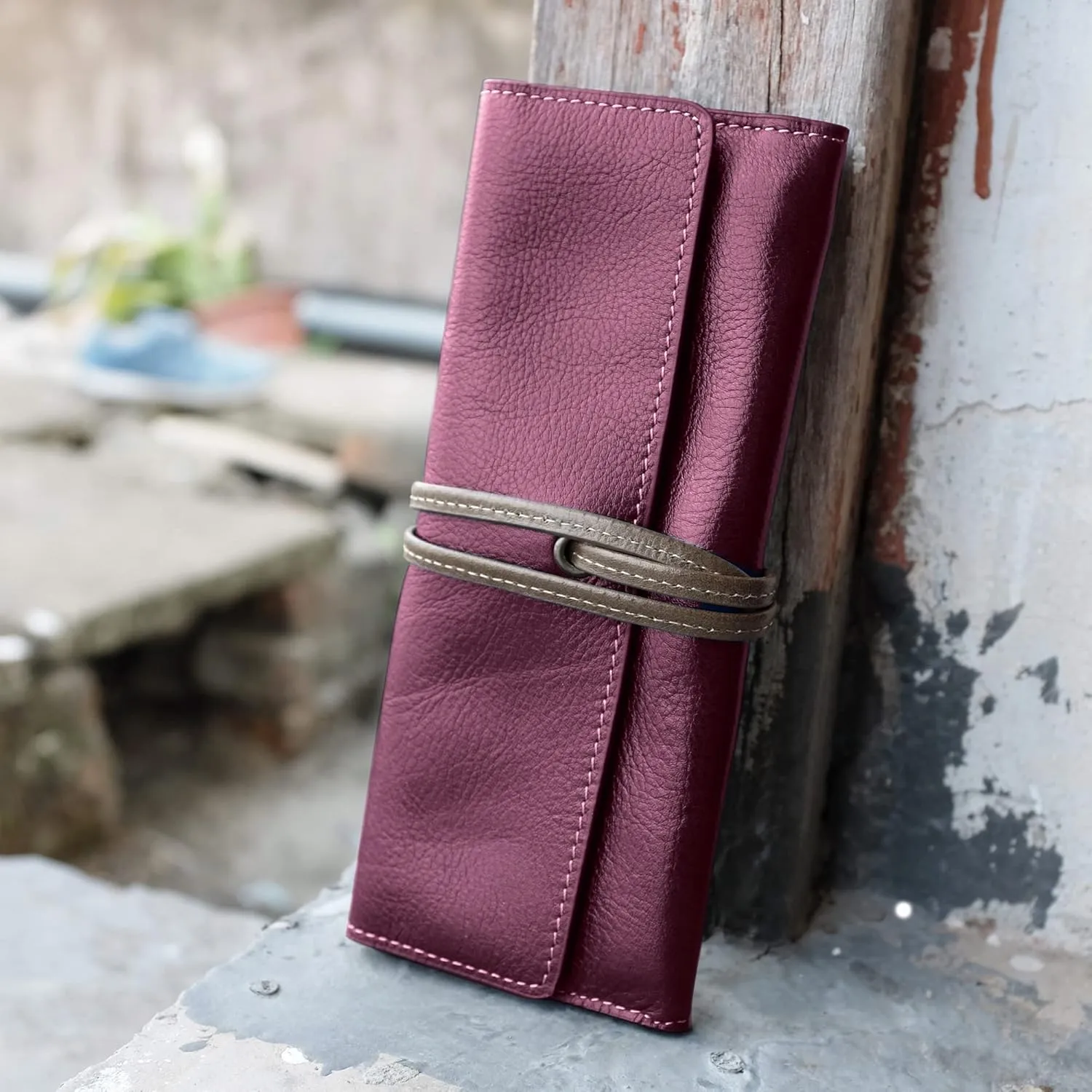 ZLYC Handmade Leather Pencil Case Soft Roll Bag Stationery Gift for Student