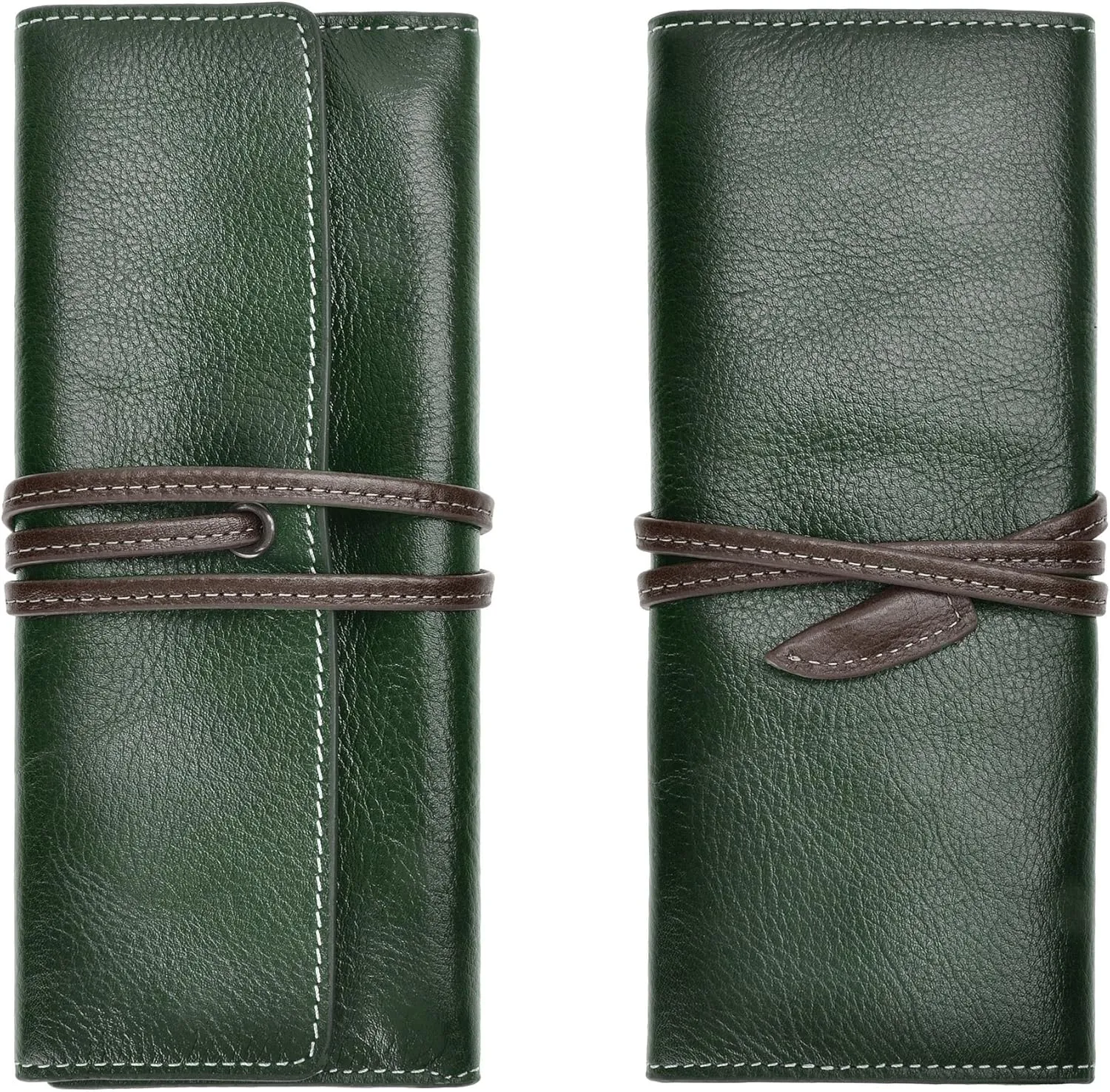 ZLYC Handmade Leather Pencil Case Soft Roll Bag Stationery Gift for Student