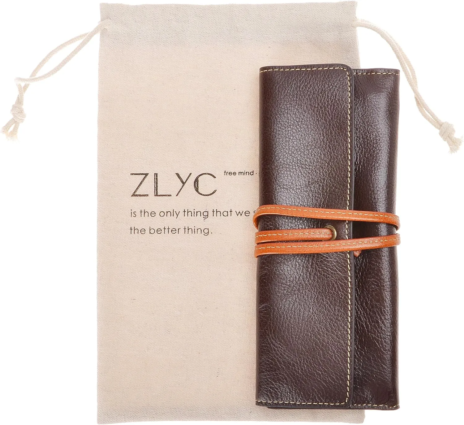 ZLYC Handmade Leather Pencil Case Soft Roll Bag Stationery Gift for Student