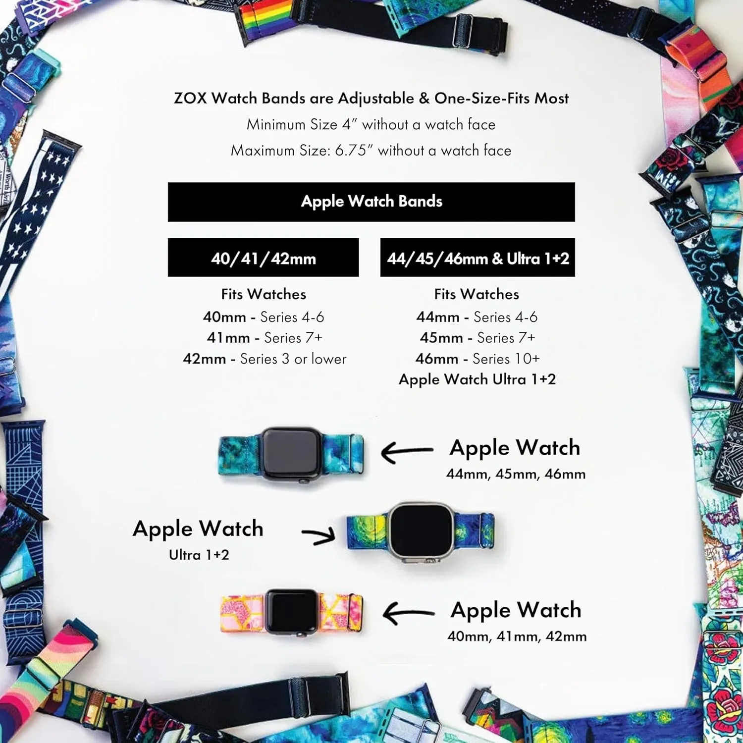 ZOX Apple Watch Band – Elastic Band with Motivational Affirmations and Beautiful Artwork – Gifts for Men, Women & Kids