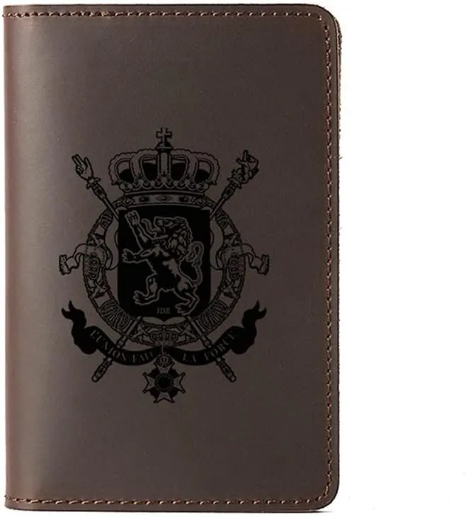ZTBH Replacement Crossbody Handbag Chain Passport Cover，Personalised Engrave Name，Genuine Leather Wallet Card Holder ， (Color : Coffee Passport)
